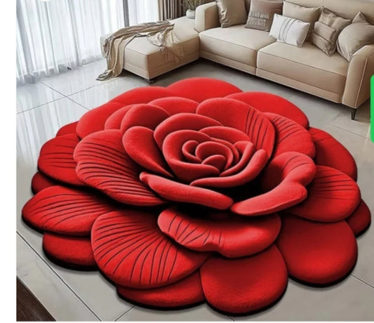 3D Modern Flower Design Anti-Dirt & Water Absorbent Carpet Non-Slip Rubber for Home & Hotel Living Room Digitally Printed (3.5ft by 3.5ft)